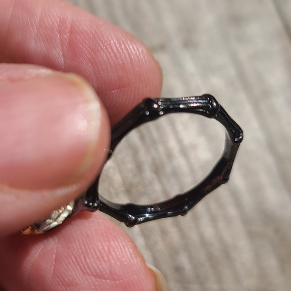 Green Amethyst 6k & garnet ring sz8.25 - Picture 6 of 7